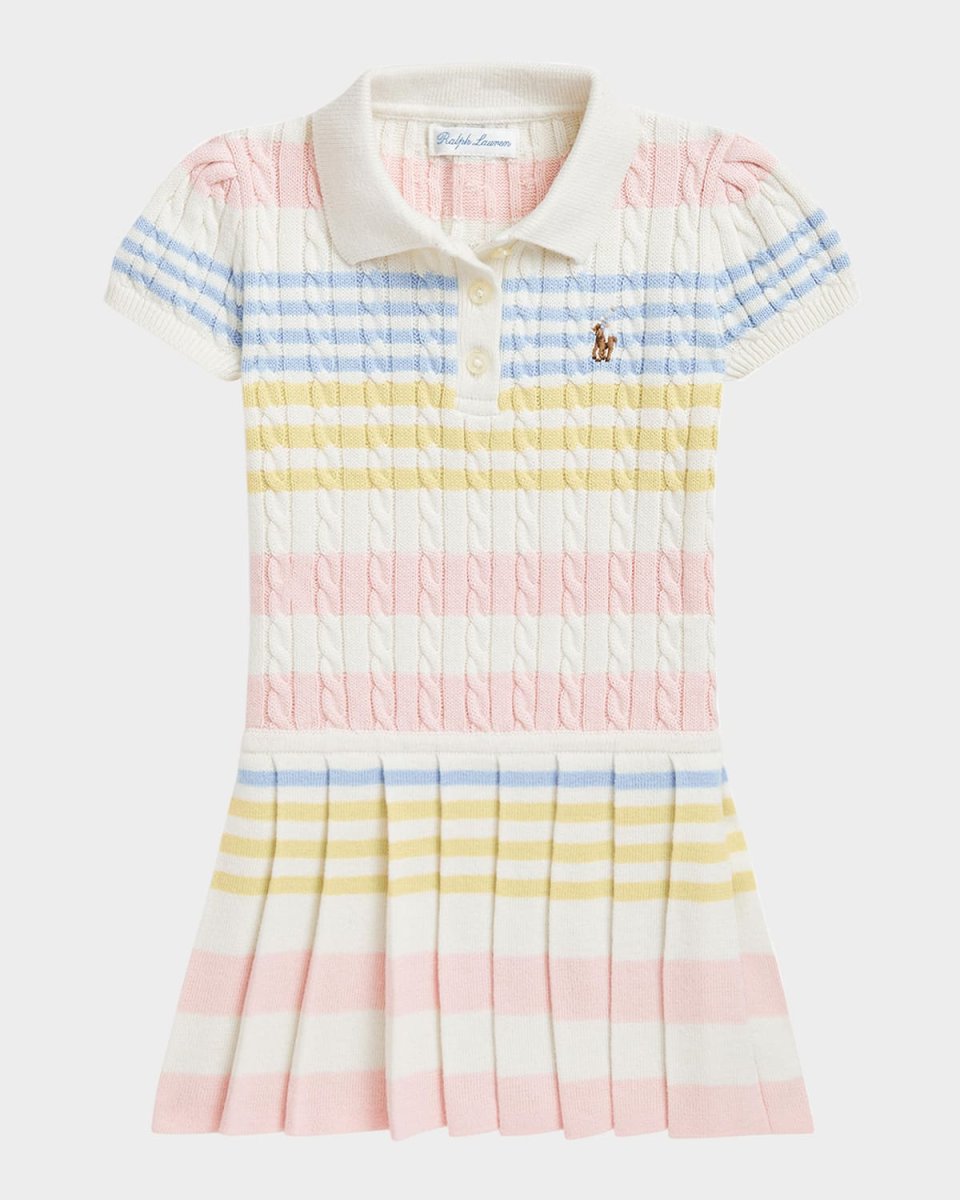 Girl's Striped Cable Knit Combo Dress, Size 3M-24M